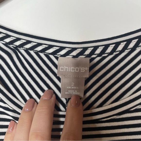 Chico’s Striped Batwing Top Large - Picture 3 of 4